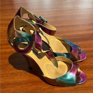 Brian Atwood Purple and Blue Chrome Heels Size 37.5
